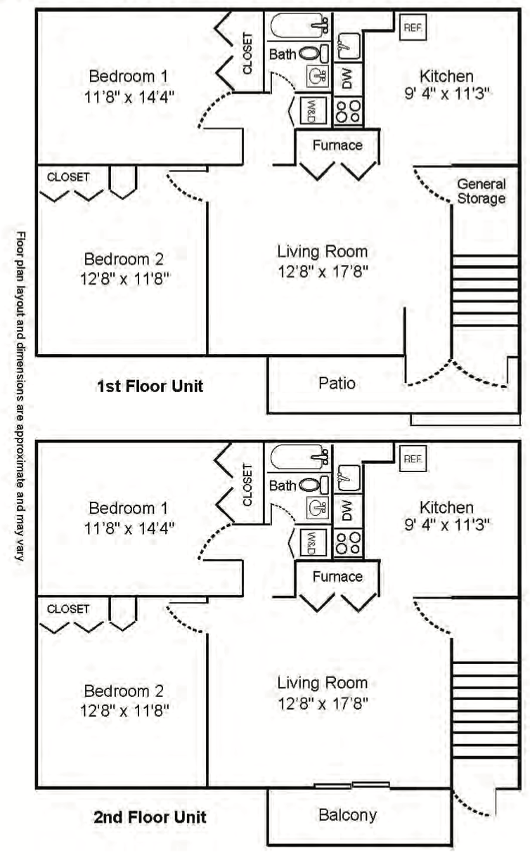 2 Bedroom 1 Bathroom Apartments — 2 Bedroom 1 Bathroom Apartments floor plan